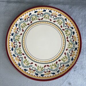 Bobby Flay Sevilla Dinner Plate 10 3/4" Red Trim Discontinued NEW